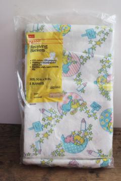 Vintage Sears new in package baby receiving blankets Milky Way print cotton blend