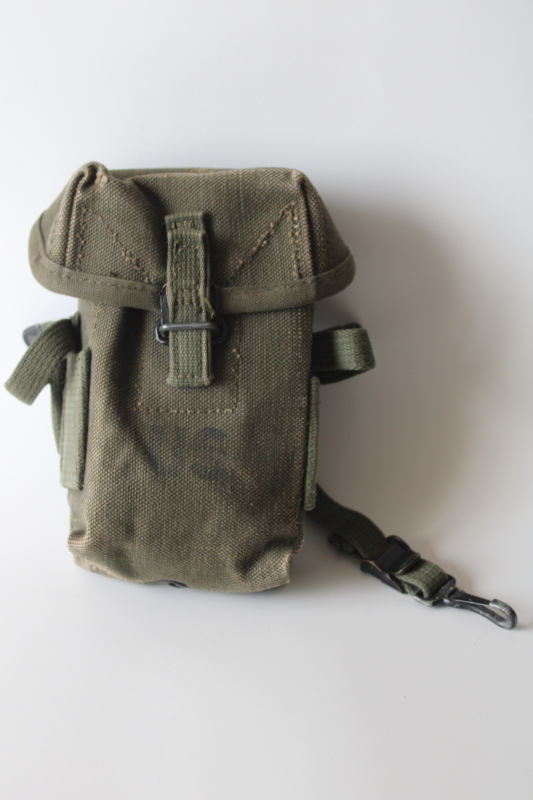 photo of Vintage US military surplus cotton canvas belt pouch, tactical gear tool bag #1