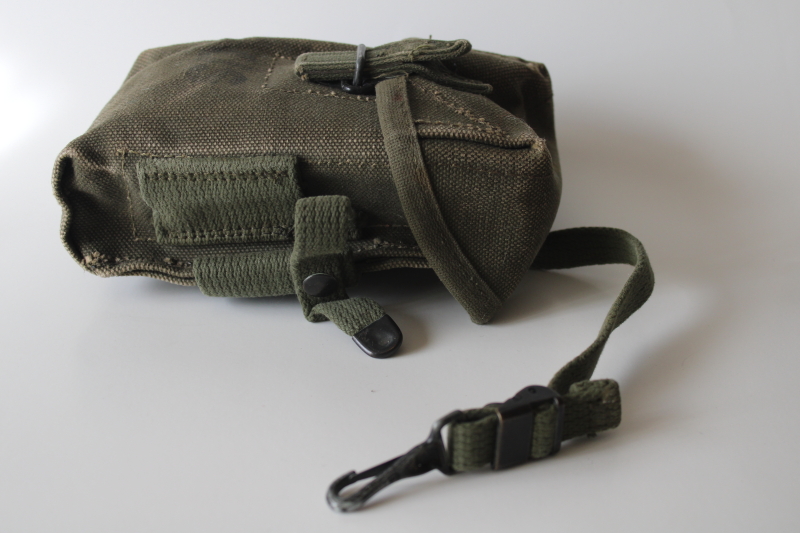 photo of Vintage US military surplus cotton canvas belt pouch, tactical gear tool bag #4