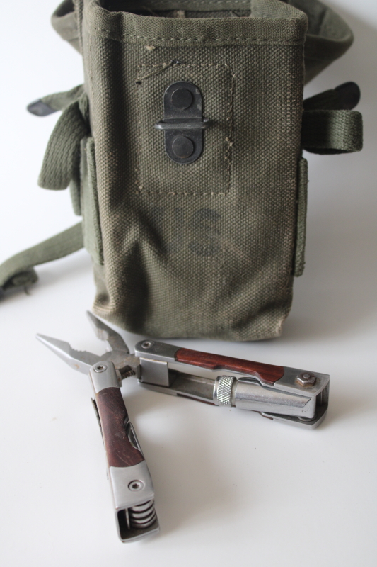 photo of Vintage US military surplus cotton canvas belt pouch, tactical gear tool bag #8