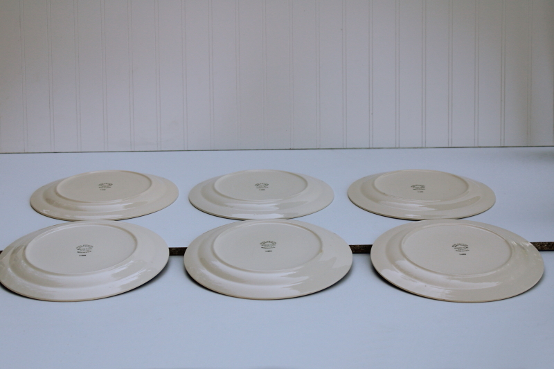 photo of Vintage Vernon Kilns Casa Cali California pottery dinnerware, set of 6 dinner plates brown yellow flowers #5