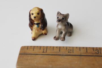 catalog photo of Vintage china miniatures, whimsy dog figurines cocker spaniel Disney Lady & the Tramp