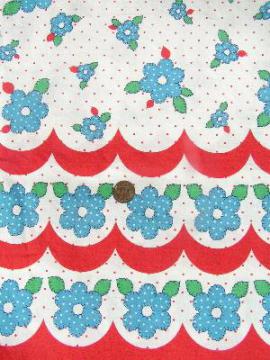 catalog photo of Vintage cotton border print fabric, red/ blue flowers