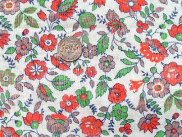 catalog photo of Vintage cotton fabric, bittersweet / green floral