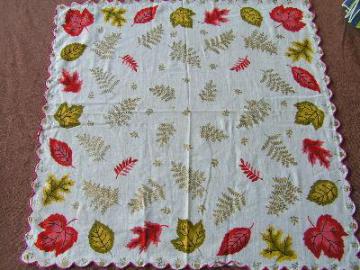 catalog photo of Vintage cotton hankie, autumn leaves