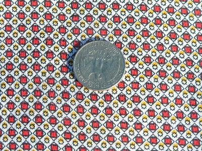 photo of Vintage cotton quilting fabric, tiny print, yellow & red #1