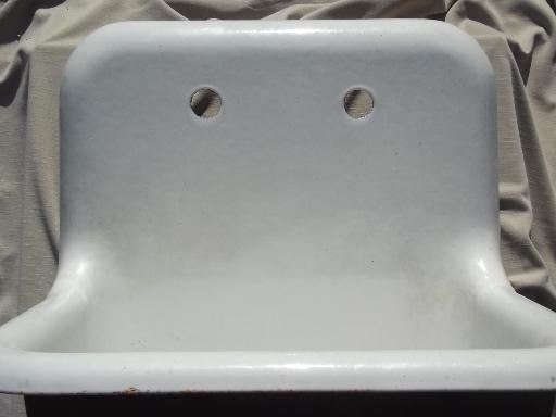 photo of Vintage farmhouse laundry sink, iron industrial apron utility sink #6