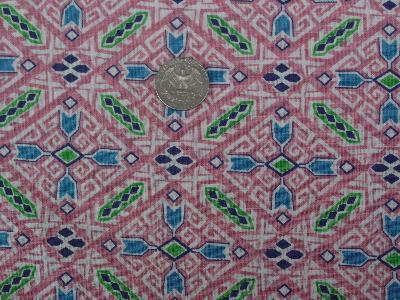 photo of Vintage feed sack fabric, geometric on pink #1