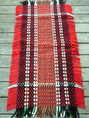 photo of Vintage hand woven felt throw rug #1