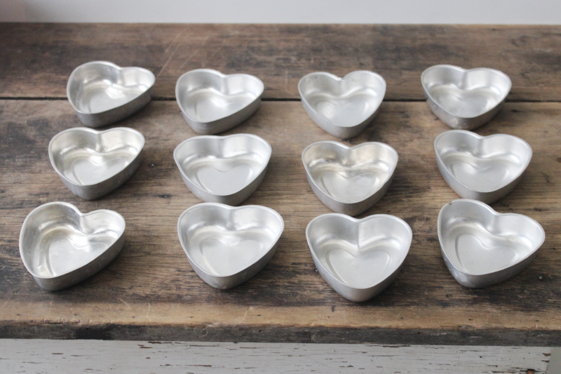 photo of Vintage heart shaped molds, set of 12 small hearts for crafts or primitive style Valentines #2