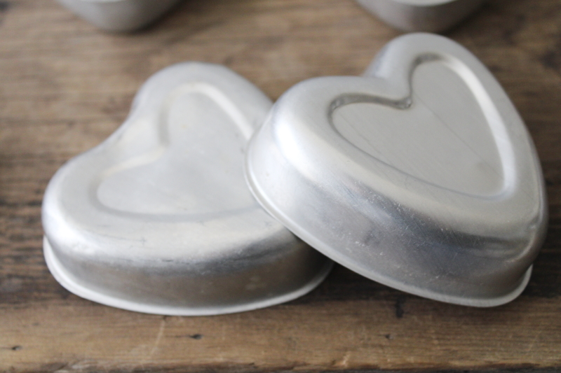 photo of Vintage heart shaped molds, set of 12 small hearts for crafts or primitive style Valentines #4