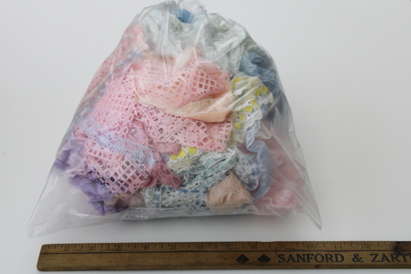 photo of Vintage lace edgings, flat & ruffled 	lacy trims in pastel colors for sewing & crafts #4