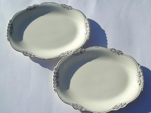 photo of Virginia Rose platinum silver Patrician platters, vintage Homer Laughlin china #1