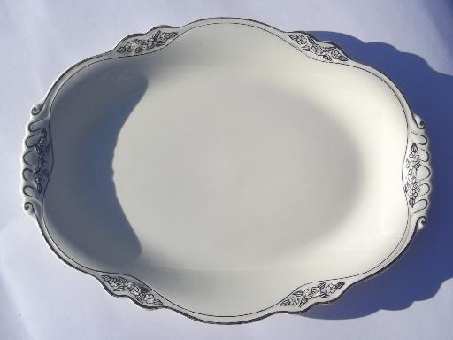 photo of Virginia Rose platinum silver Patrician platters, vintage Homer Laughlin china #2