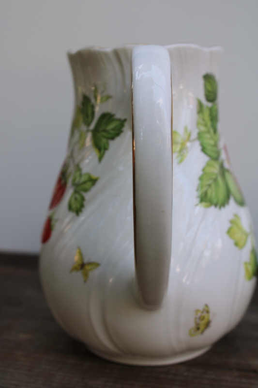 photo of Virginia Strawberry vintage fine bone china coffee pot no lid, Rosina Queen's England large strawberries  #4