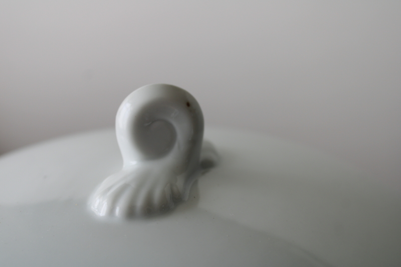 photo of Vista Alegre Portugal all white ice bucket w/ lid, acanthus pattern china, heavy ironstone porcelain  #3