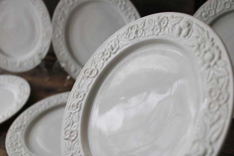 photo of Vitrock milk glass salad or dessert plates, vintage Anchor Hocking depression glass #2