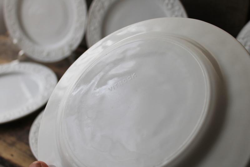 photo of Vitrock milk glass salad or dessert plates, vintage Anchor Hocking depression glass #3