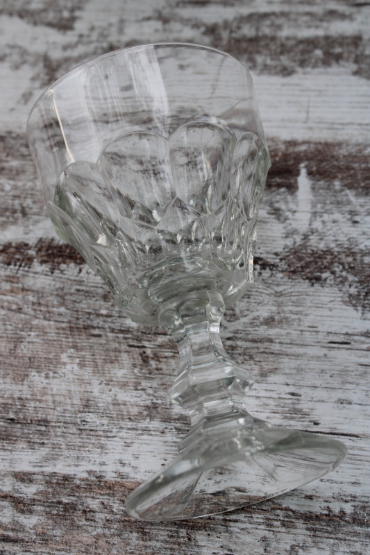 photo of Vitrosax thumbprint pattern water goblets or wine glasses, crystal clear pressed glass #3
