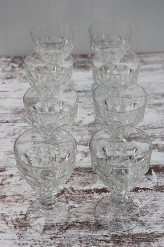 photo of Vitrosax thumbprint pattern water goblets or wine glasses, crystal clear pressed glass #4