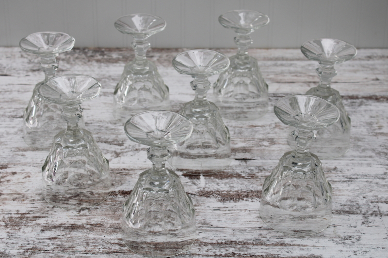 photo of Vitrosax thumbprint pattern water goblets or wine glasses, crystal clear pressed glass #6