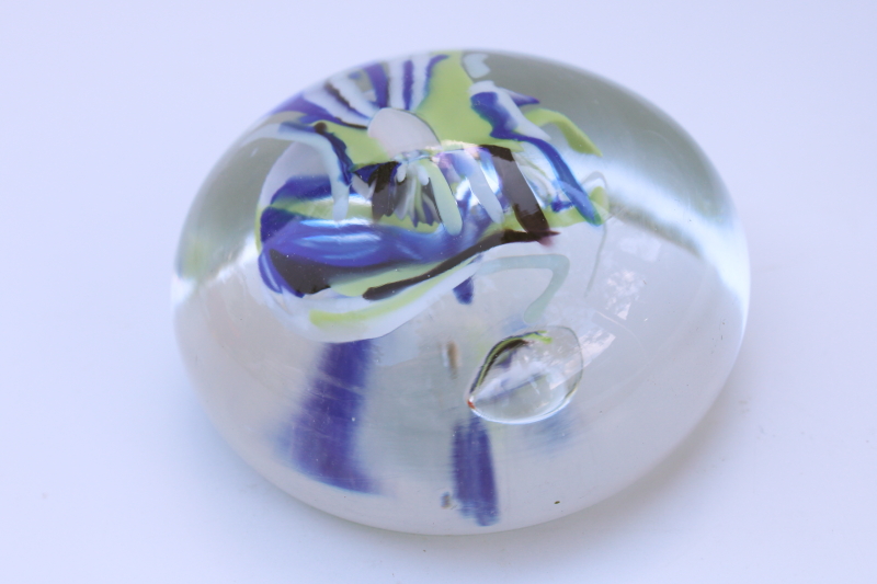 photo of Vruwink signed hand blown glass paperweight, modern art glass  #2