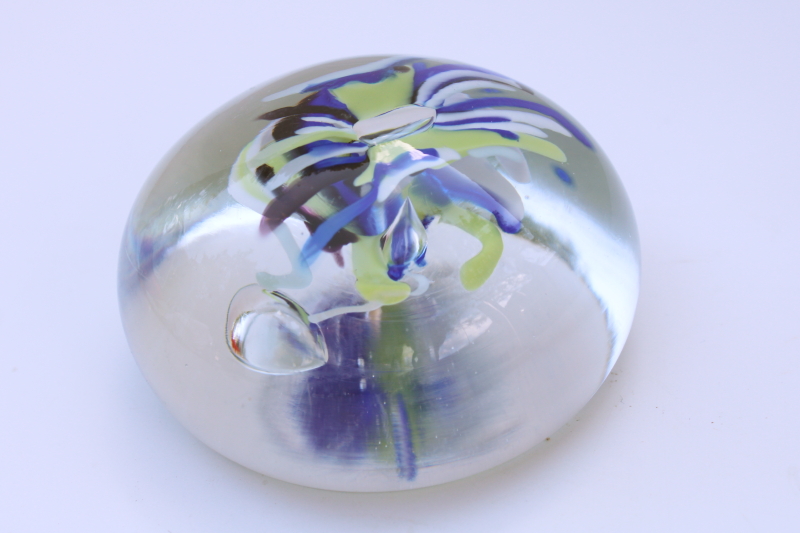 photo of Vruwink signed hand blown glass paperweight, modern art glass  #3