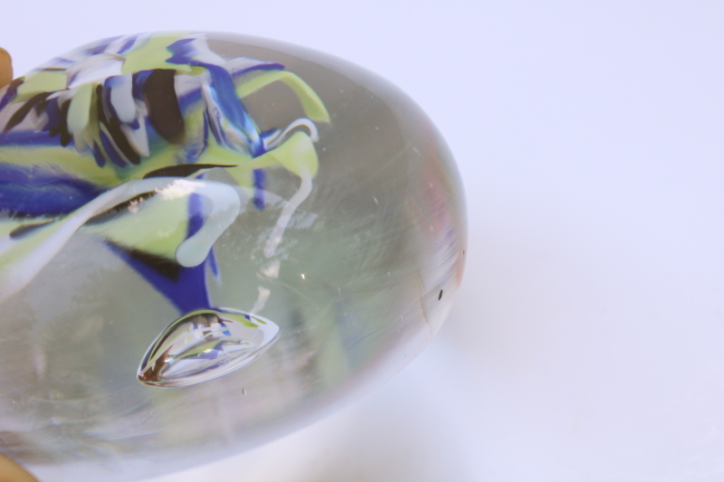 photo of Vruwink signed hand blown glass paperweight, modern art glass  #5