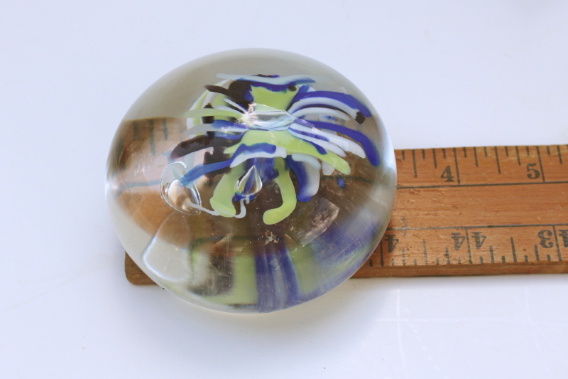 photo of Vruwink signed hand blown glass paperweight, modern art glass  #9