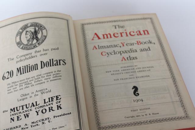 photo of W R Hearst 1904 Almanac Cyclopedia Atlas, maps & photos, news & historic events #9