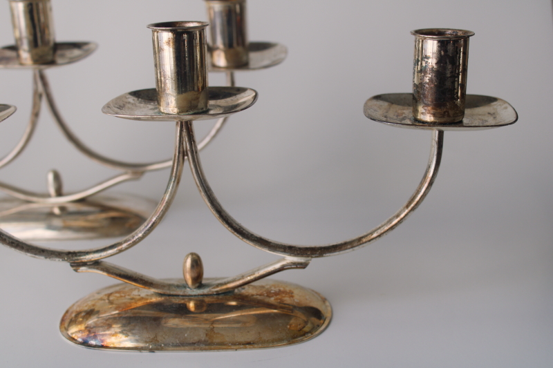 photo of WMF vintage Germany art deco silver plated candelabra, Danish modern style candle holders  #2