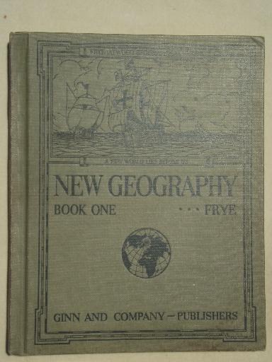 photo of WWI & 1920s vintage geography school books w/ antique maps & war photos #15