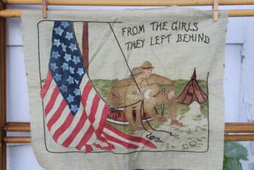 catalog photo of WWI soldiers vintage patriotic US flag tinted embroidery from the Girls they Left Behind