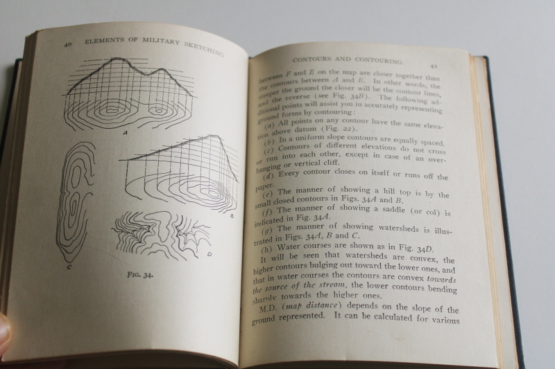 photo of WWI vintage Military Sketching and Map Reading, textbook of drawing maps, dated 1917  #4