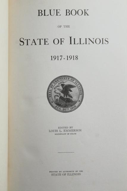 photo of WWI vintage State of Illinois Blue Book 1917-1918 antique yearbook 100 years old #3