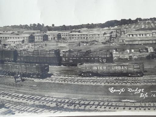 photo of WWI vintage army camp photos, Fort Dodge Iowa soldiers & railroad cars #7