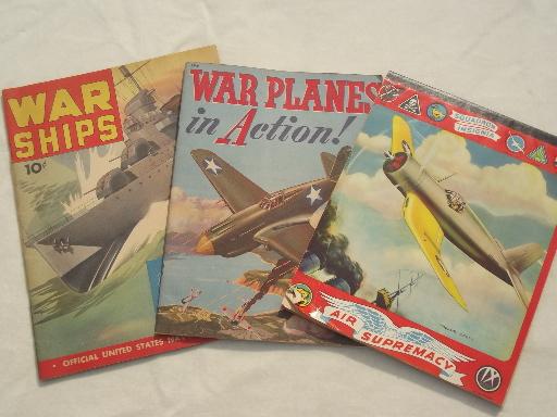 photo of WWII War Planes, War Ships 40s vintage boys books & writing tablet #1