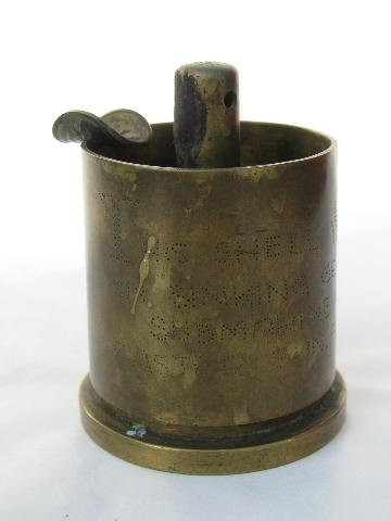 photo of WWII brass shell trench art ashtray German u-boat submarine U-515 1944 #1