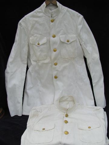 photo of WWII officer's white dress stand collar choker jackets #1