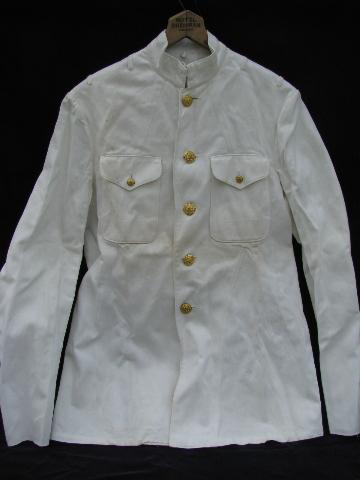 photo of WWII officer's white dress stand collar choker jackets #2