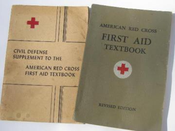 catalog photo of WWII vintage American Red Cross First Aid books atomic bomb effects