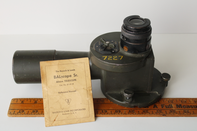 photo of WWII vintage Balscope Sr 60mm elbow telescope for anti aircraft artillery Bauch & Lomb manual  #5