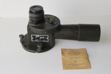 catalog photo of WWII vintage Balscope Sr 60mm elbow telescope for anti aircraft artillery Bauch & Lomb manual 