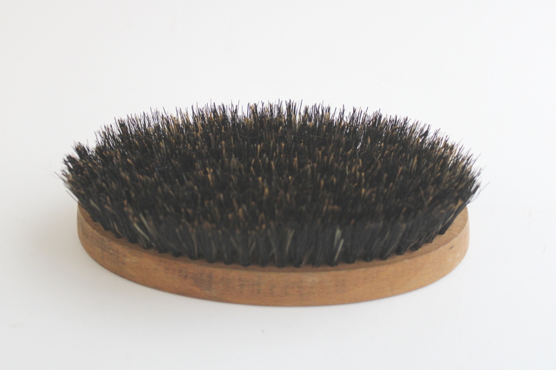 photo of WWII vintage British military hairbrush natural bristle brush, marked England 1940s date  #3