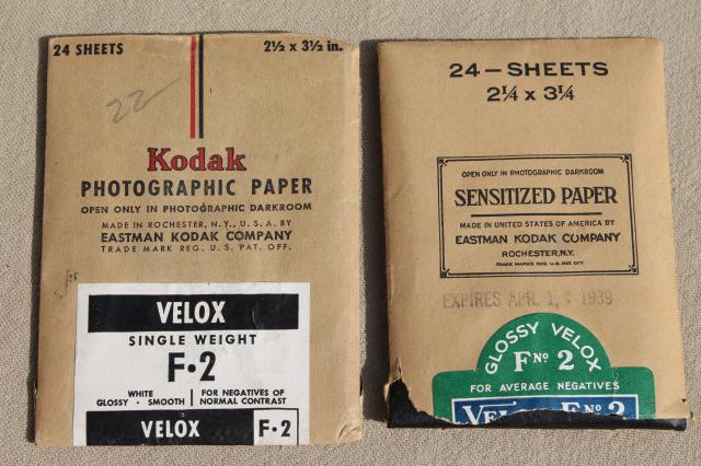 photo of WWII vintage Kodak darkroom paper packages, lot 1930s / 1940s photography supplies #5