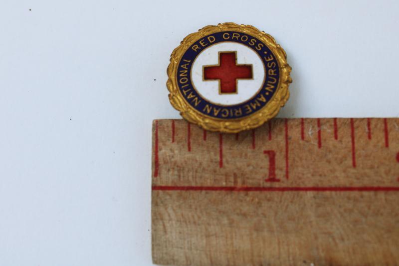 photo of WWII vintage Nurse pin American National Red Cross, Philadelphia bronze w/ enamel #3