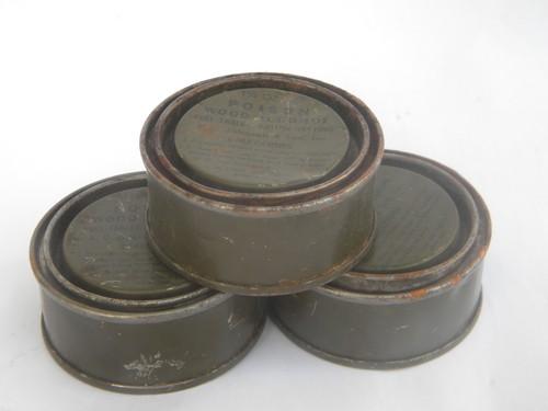 photo of WWII vintage US Army 1-1/2 oz ration tins wood alcohol fuel POISON #1