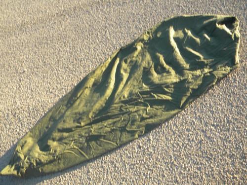 photo of WWII vintage US Army M-1945 sleeping bag olive drab with wool liner/case #8