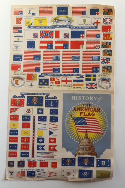 photo of WWII vintage ephemera, 1940s map showing military posts, story of US flags & insignia  #4