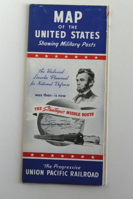 photo of WWII vintage ephemera, 1940s map showing military posts, story of US flags & insignia  #5